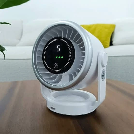 IWIN Energy Desk Fan AC/DC ( MODEL- IW8038-M ) , IWIN Solar Desktop Fan with 5 Speed and Large Battery USB Charging for Office and Outdoor Use ONE STAR